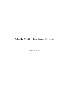 Math 285H Lecture Notes