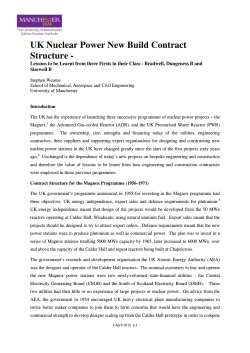 UK Nuclear Power New Build Contract Structure -