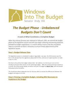 The Budget Phase - Unbalanced Budgets Don`t Count