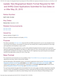 NOT-OD-15-032: Update: New Biographical Sketch Format
