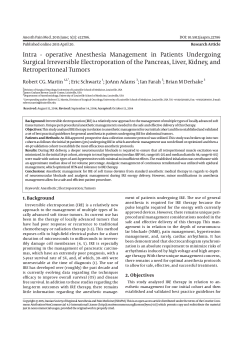 Intra - operative Anesthesia Management in Patients Undergoing