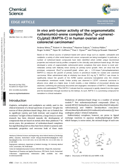 In vivo anti-tumor activity of the organometallic ruthenium(ii)
