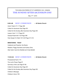 the sunday after ascension day - Anglican Parish of St Andrews