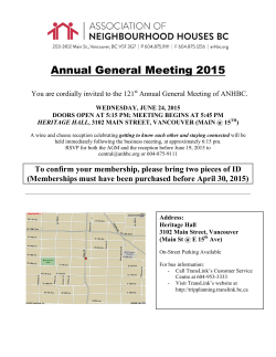 Annual General Meeting 2015 - Association of Neighbourhood