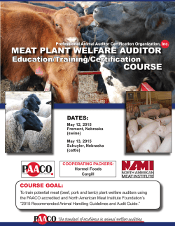 MEAT PLANT WELFARE AUDITOR COURSE