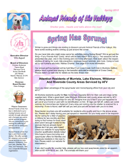 Spring 2015 - Animal Friends of the Valleys