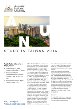 STUDY IN TAIWAN 2016 - Australian National Internships Program