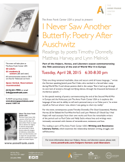 I Never Saw Another Butterfly: Poetry After Auschwitz