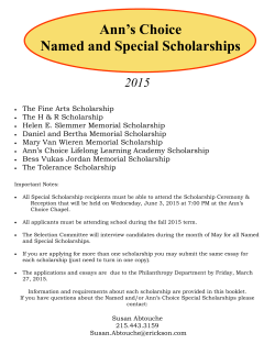 Ann`s Choice Named and Special Scholarships 2015