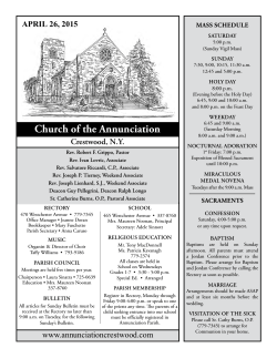 Sunday April 26th - Church of the Annunciation