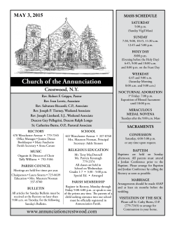 Sunday May 3rd - Church of the Annunciation
