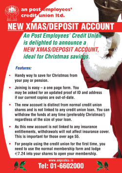 NEW XMAS/DEPOSIT ACCOUNT - An Post Employees` Credit Union