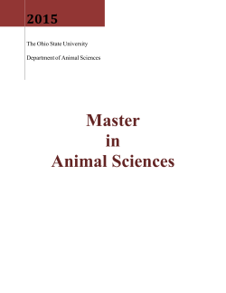 Master in Animal Sciences - Department of Animal Sciences