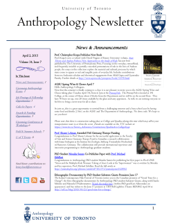 April 2, 2015 Newsletter - Anthropology