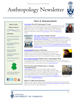 March 19, 2015 Newsletter - Anthropology