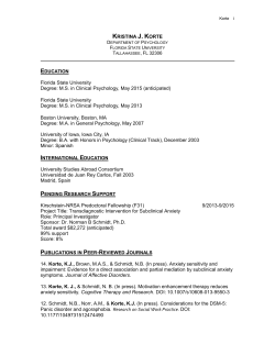 kristina`s curriculum vitae - Anxiety & Behavioral Health Clinic