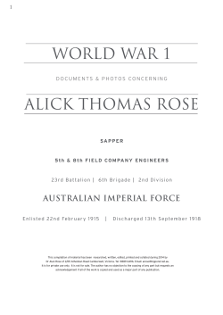 Alick Thomas Rose - Anzac Centenary Victorian Government