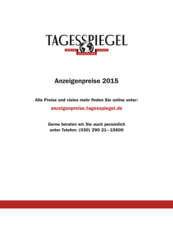 Hauptrubriken 2015 - Anzeigenpreise Der Tagesspiegel