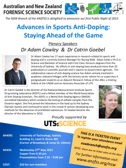 Advances in Sports Anti-Doping: Staying Ahead of the Game