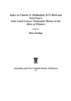 Index to Charles . Hollinshed, ECF Bird and oel Goss`s Lime Land