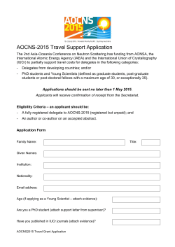 AOCNS-2015 Travel Support Application