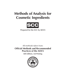Methods of Analysis for Cosmetic Ingredients