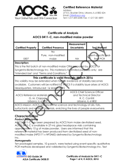 Certified Reference Material Certificate of Analysis AOCS 0411