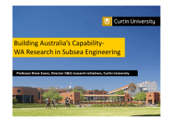 Building Australia`s Capability- WA Research in Subsea