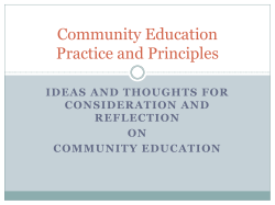 Community Education Foundations and threories