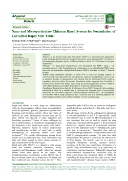 Nano and Microparticulate Chitosan Based System for Formulation