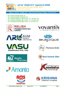 Report of UDAAN-2015. - Anand Pharmacy College