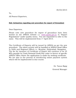 Intimation regarding new procedure for export of Groundnut