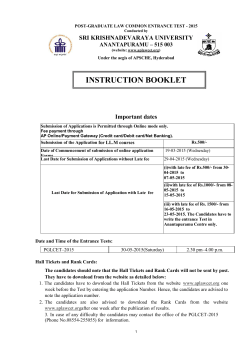 Instruction Booklet APPGLCET-2015