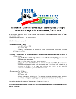 Inscription stage initial MEF1 apnee Corse 2015