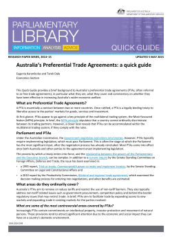 Australia`s Preferential Trade Agreements: a quick guide
