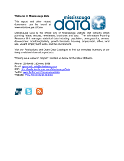 Welcome to Mississauga Data This report and other related