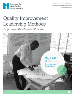 Quality Improvement Leadership Methods Professional
