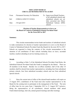 EDUCATION BUREAU CIRCULAR MEMORANDUM NO. 61/2015