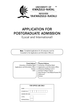 UKZN Postgraduate Application form