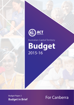 Budget Paper 2: Budget in Brief - Treasury