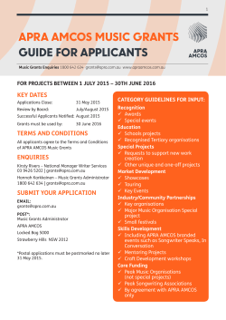 APRA AMCOS MUSIC GRANTS GUIDE FOR APPLICANTS