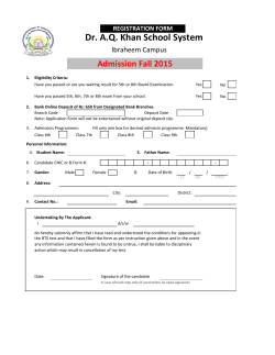 Admission Form - Dr. AQ Khan School System (Ibraheem Campus)