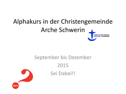 Alphakurs in der Christengemeinde Arche Schwerin