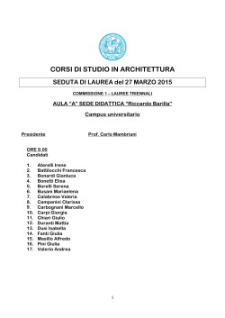 27 marzo 2015 - Corsi di studio in "Architettura"