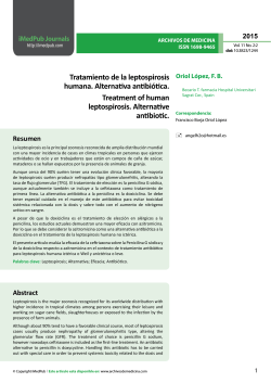 Tratamiento de la leptospirosis humana. Alternativa antibiÃ³tica.