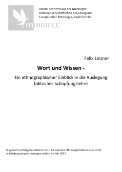 Wort und Wissen - - Publikationsserver UB Marburg