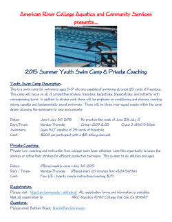 2015 Summer Youth Swim Camp & Private Coaching