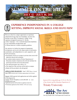 Summer On The Hill 2015 Application