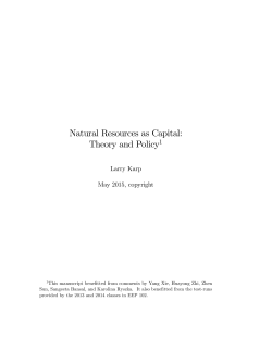 Natural Resources as Capital: Theory and Policy (May 2015)