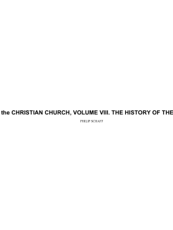 HISTORY of the CHRISTIAN CHURCH, VOLUME VIII. THE